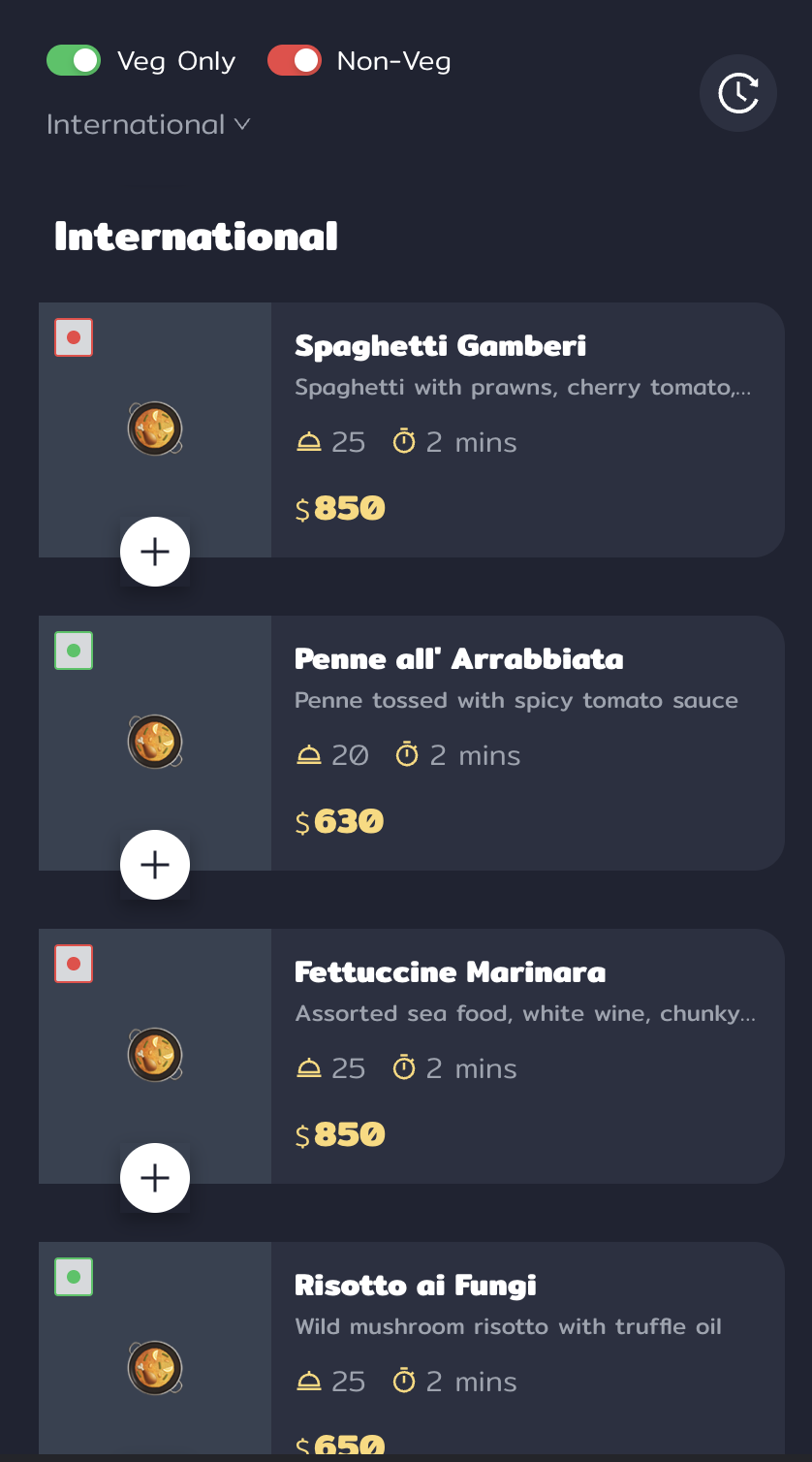 Customer mobile menu - Browse and order food